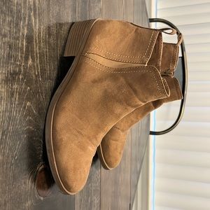 Brown suede booties